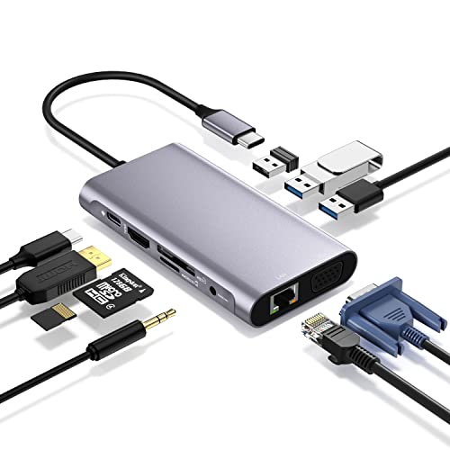 2022高機能版USB C ハブ 10-in-1 トリプルディスプレイ Type C ハブ ドッキングステーション 変換アダプタ4K HDMI出