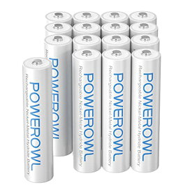 Powerowl単4形充電式ニッケル水素電池16個セット 大容量 自然放電抑制 環境保護 電池収納（1000mAh、約1200回循環使用）
