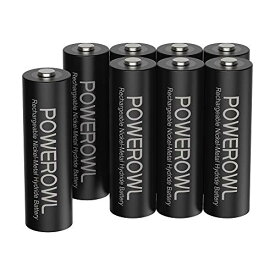 Powerowl単3形充電式ニッケル水素電池8個パック PSE安全認証 自然放電抑制 環境保護(2800mAh、約1200回循環使用
