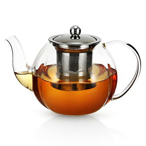 VKCHEF ティーポット 耐熱ガラス 急須 透明 紅茶ポット1000ml 大容量 ステンレス 茶こし付き 直火可 フルーツティー リーフティー