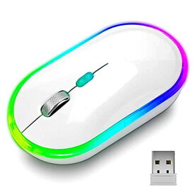 CHONCHOW ワイヤレスマウス 無線 mac windowsに対応 USB 充電式 7色LEDライト 静音 薄型 軽量 小型 3DPIモード