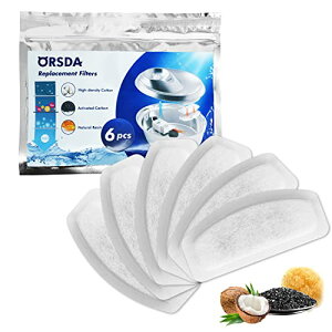 ORSDA ペット自動給水器 2L 専用用活性炭フィルター 6枚入 イオン樹脂 軟水化活性炭 安全 清潔 被毛濾過