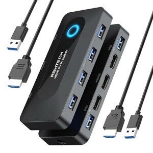 KVMXCb`RSHTECH USB ؑ֊ HDMI 4K@60Hz A4 USB 3.0 |[g p\R2p L[{[h}EXv^[