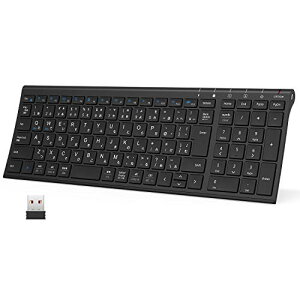 iClever �L�[�{�[�h ���C�����X�L�[�{�[�h ���� 2.4GHz(���V�[�o�[�t��) �e���L�[�t�� USB�[�d�� ���{��JIS�z�� ���^ �R��