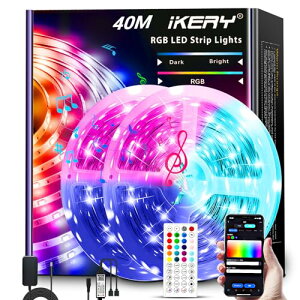 IKERY LED�e�[�v���C�g 40M APP���� �������� SMD5050 24V 4�s�� 1600���F ���P�xRGB �ؒf �������F �H��s