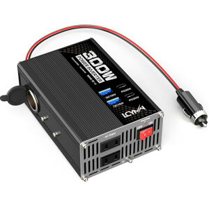 LCYMW Co[^[ 300W VK[\Pbg RZg QC3.0}[dΉ J[Co[^[ DC12VAC100Vɕϊ A_v