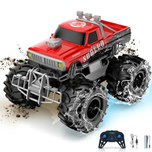 Carox ラジコン 水陸両用 ラジコンカー オフロード こども向け RCカー 車おもちゃ 360度回転 操作時間50分 バッテリ付き 2.4G