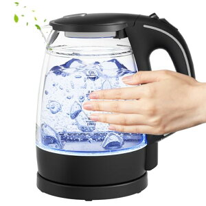 2024新登場・二重構造 DAZOPAGE 電気ケトル ガラス やけど防止 無臭 無害 1.0L ケトル 中身が見やすい LEDライト付き 自動