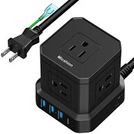 Micshion キューブ型電源タップ 3M Type-C付 コンセントusb付き 延長コード 5個AC口 4個USBポート 雷ガー…