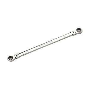 ラチェットメガネレンチ フレックスラチェットレンチ 両頭首振型 ロングタイプ 72ギア CR-V鋼製 2サイズ 鏡面仕上げ 車 バイク (16*