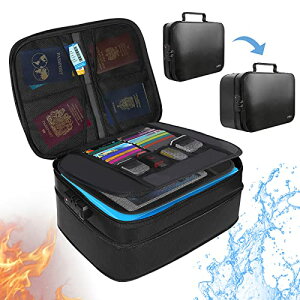 耐火バッグ 耐火ケース 耐火金庫 書類ケース 集金袋 手提げ金庫 貴重品入れ 大容量 10CM高さ調節 鍵付き 金庫 耐火 収納ボックス 3層式