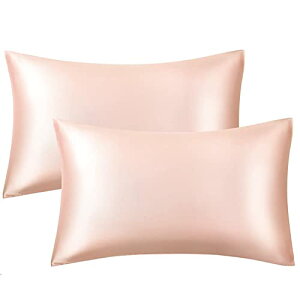枕カバー 2枚セット サテンの枕カバー 封筒式ピローケース 美肌 美髪 両面シルクタイプ 滑らかな材質 静電気防止 (50*70 ローズ)