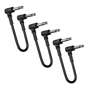 YFFSFDC パッチケーブル 15cm ギターパッチケーブル ギターエフェクター用 ノイズ低減 L-L型プラグ付 黒 (3本)