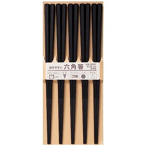 サニーライフデザイン(Sunny Life Design)箸 食洗機対応 23cm 5膳 セット 業務用 樹脂製 来客用 先角 六角 黒 日本製