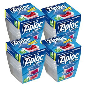 Ziploc まとめ買いジップロック コンテナー 正方形 130ml 4個入×4個セット