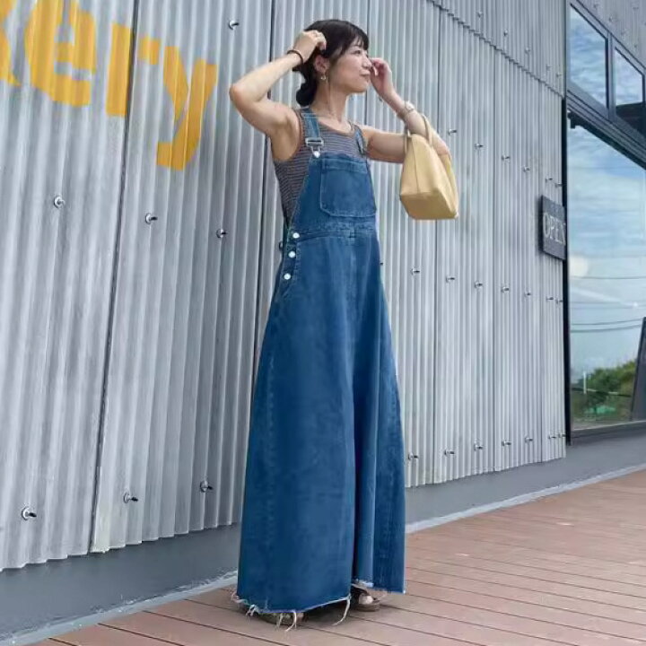 楽天市場】ワンピース デニムワンピース ジャンパースカート ロング 