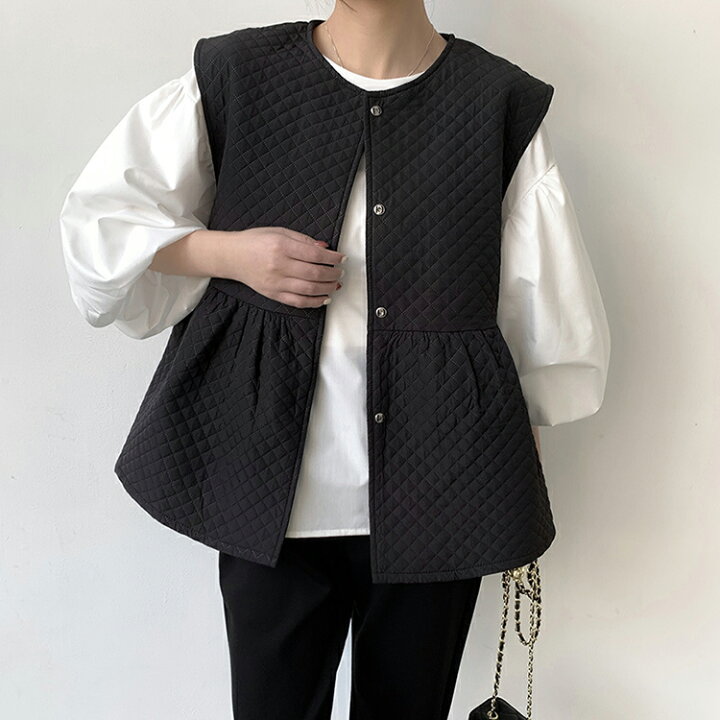 楽天市場】ベスト ジャケット ペプラム キルティング レディース 