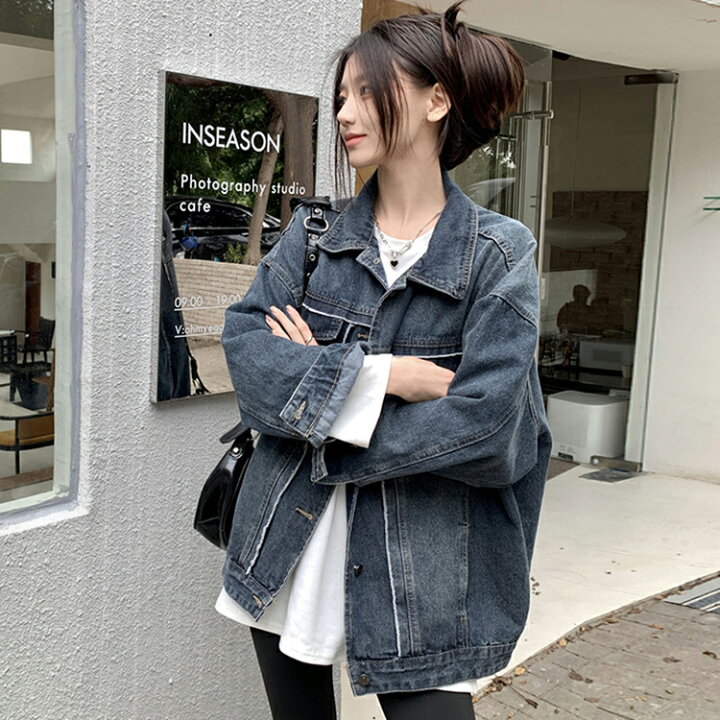 楽天市場】オーバーサイズデニム デニムジャケット レディース Gジャン 