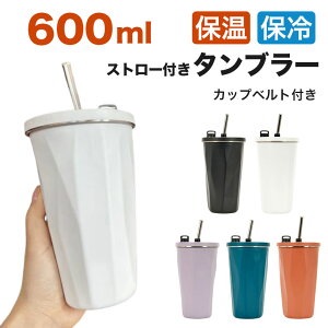 1R ストロー付き タンブラー 600ml ステンレス 大容量 蓋付き 保温 保冷 ストロー タンブラー こぼれない おしゃれ 収納 水筒 トラベルタンブラー ストロー付きタンブラー 二重構造 真空断【送