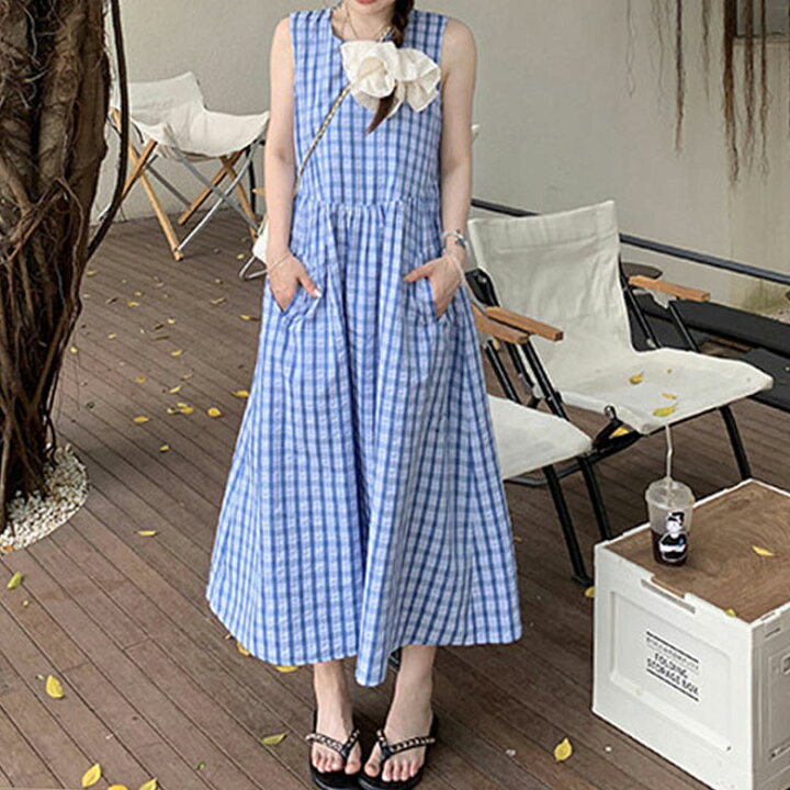 楽天市場】チェック柄 ロングワンピース レディース 春 夏 ワンピース 