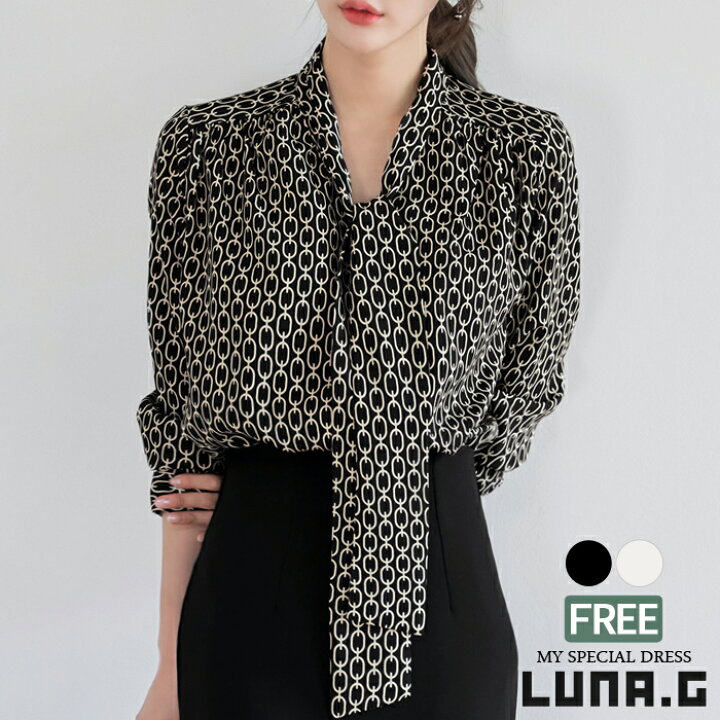 楽天市場 ネコポス対応 ボウタイ ブラウス シフォン レディース チェーン柄 シルキータッチ トップス 韓国 ファッション フォーマル スーツ インナー オフィス 結婚式 パーティー 二次会 Ol ゆったり 体型カバー 母 ママ 服装 代 30代 40代 50代 大人 可愛い