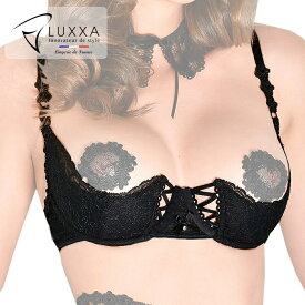 LUXXA（ルクサ）●キャプリーヌ・ブラ・ハーフカップ 【CAPELINE Bra Half Cup】｜フランス製 ブラジャー ハーフカップ レース 刺繍 インポート アンダーワイヤーあり ビジュー飾り レディース セクシー 高級 プレゼント ギフト