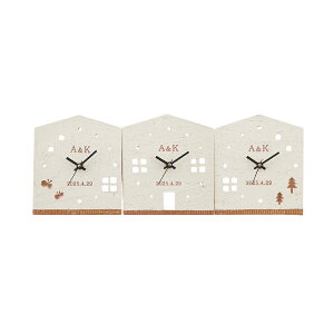 【両親贈呈】3つのKizuna時計 HOUSE(名入れ) K-S029【結婚式・記念品・両家お揃い・クロックギフト】