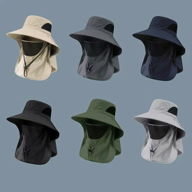 【10日限定★ポイント5倍!】夏用サンハット UVカット アウトドア ハンティング・フィッシング用キャップ 男女兼用 ハイキング・キャンプ用 バイザー付きバケットハット ネックフラップ付き フィッシャーマンハット
