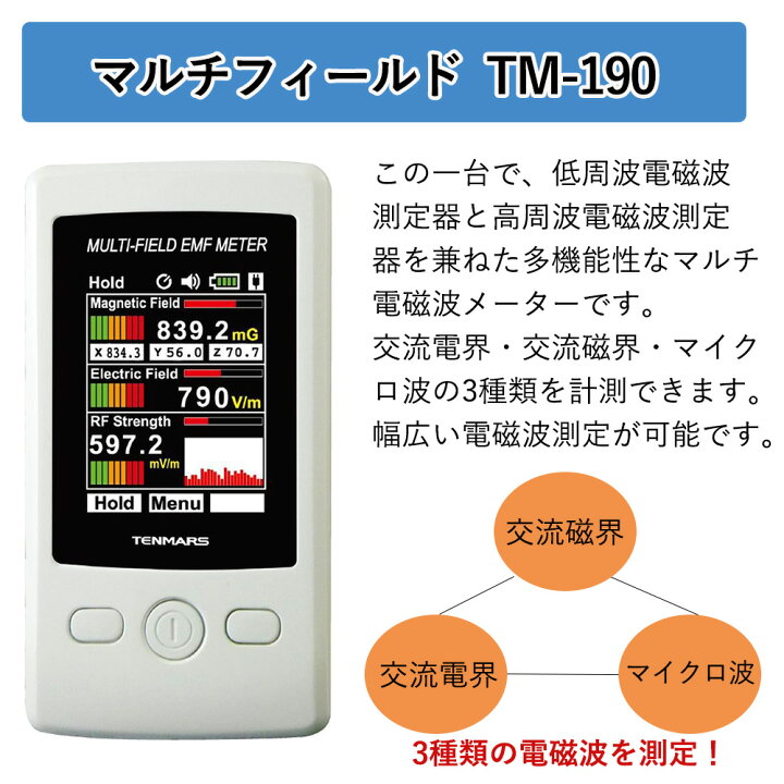 楽天市場】マルチフィールド 電磁波測定器 TM-190 日本語説明書付 50Hz 