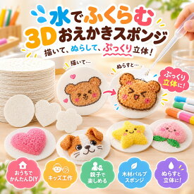 工作キット 3Dお絵かき スポンジペーパー 水で膨らむ紙 10枚セット アクリルマーカー12色 水筆ペン スポイト付き 立体アート 手作り 子供 小学生 幼児 知育玩具 おうち遊び 親子工作 夏休み 自由研究 自由工作 誕生日 プレゼント 女の子 男の子