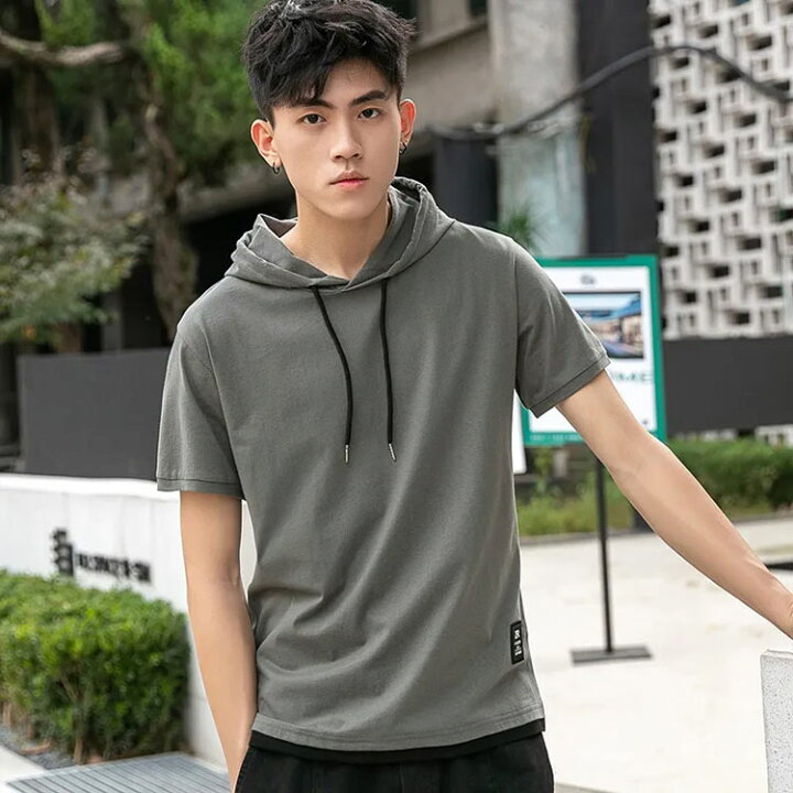 楽天市場】 半袖 半袖 フード付き メンズ 半袖tシャツ フード付きt 