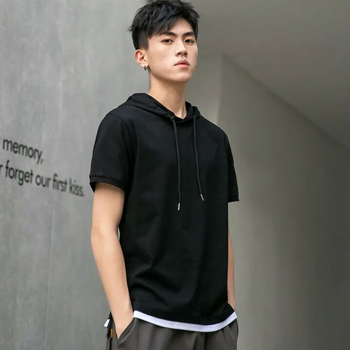 楽天市場】 半袖 半袖 フード付き メンズ 半袖tシャツ フード付きt 