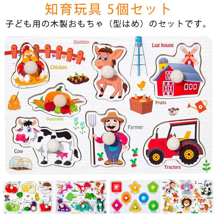 楽天市場】 おもちゃ 5個セット 果物 木製 モンテッソーリ アニマル 型 