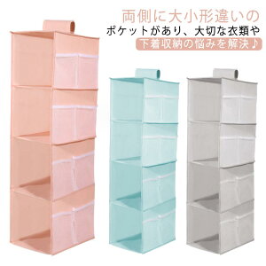 折りたたみ クローゼット 吊り下げ式 サイドポケットあり 収納 下着 衣類収納 吊り下げ収納 小物 ランドリー 【2個組】水洗いOK ラック 洗面所 吊り下げ式衣類収納袋 バッグ収納ハンガー タ