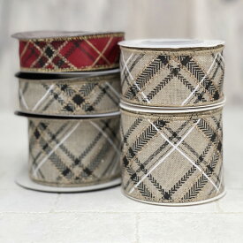 【ルナリボン】ワイヤー入り　チェック柄リボン　3324