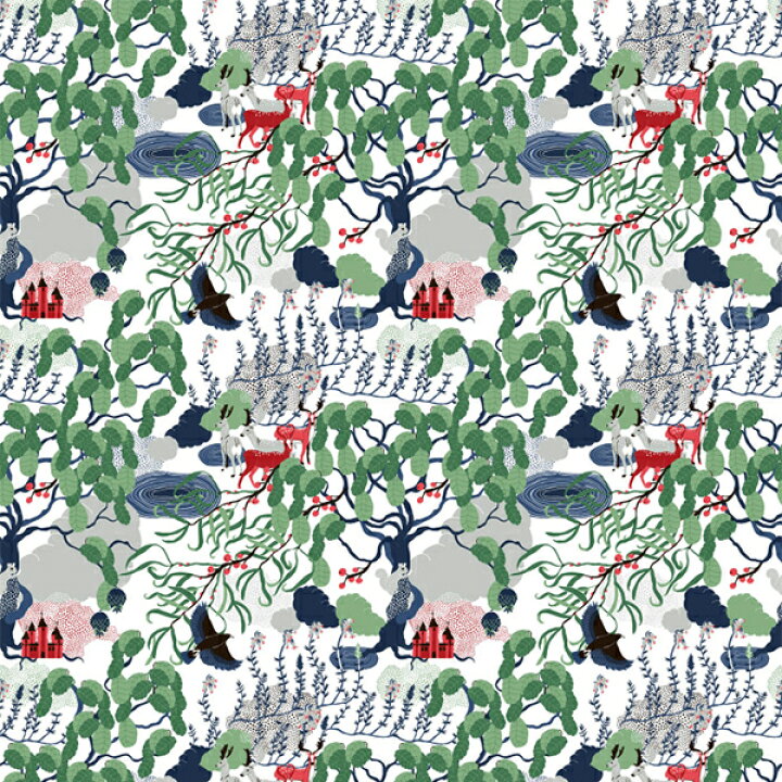 楽天市場 合計1 5mまでメール便 ネコポス 対応 生地 Arvidssons Textilアルビッドソンズ テキスタイル Mimers Brunn ミーミルの泉 グリーン 10cm単位はかり売り 布 クロス 北欧 生地 スウェーデン ブランド 布 おしゃれ かわいい モダン 手芸 北欧生地雑貨