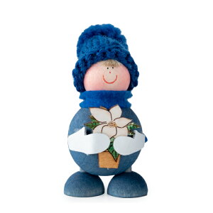 Kewin ケウィン Sirkka Tonttu トントゥ Christmas Flower Blueクリスマスフラワーウッドオブジェ クリスマス 雑貨 インテリア 北欧 小人 トムテ かわいい おしゃれ ルネ・デュー ルネデュー リース ツリ