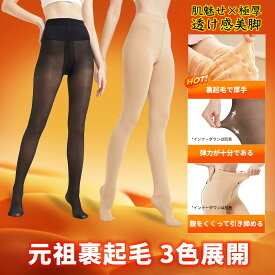 【レビュー投稿で1000円クーポン】【送料無料】裏起毛 ベージュ着圧タイツ フェイクタイツ 冬 防寒 厚手 美脚 美尻 ストッキング風 透け感 秋冬 フリーサイズ