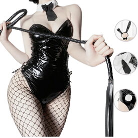 【即納】SENMHS 逆バニー セクシーバニーガール コスプレ うさぎ バニー コスチューム 仮装 バニーちゃん ハイレグ レオタード フェイクレザー 大胆 ロング耳 バニーガール風ランジェリー 萌えセクシーランジェリー うさ耳 イベント 撮影 パーティー