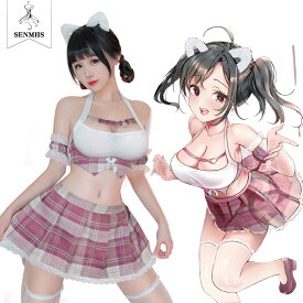 SENMHSコスプレ セクシー セーラー服 学生服 ベビードール 下着 ランジェリー 女子高生 チェック柄 jk アニメ コスチューム 可愛い 仮装 撮影 ハロウィン イベント 仮装 ピンク レディース