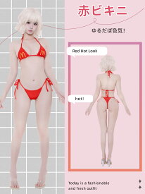 【即納】SENMHS セクシー ビキニ チューブトップ M コスプレ ランジェリー コスチューム ミニブラ マイクロビキニ 初音ミク ドール用 セパレート インナー ホルターネック レッド