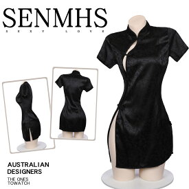 【即納】 SENMHS セクシー チャイナ チャイナ服 中国 中華 チャイナドレス チャイナ風ミニ えろい アダルトスリップコスプレ コスチューム 可愛い ボディコン 衣装 仮装 ハロウィン ブラック