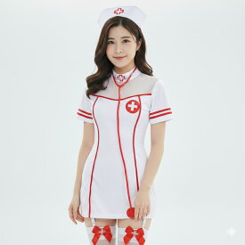 【楽天スーパーSALE半額】SENMHSセクシー ナース服 コスプレ 制服 ジェリー 看護婦 nurse 萌え コスチューム 5点セット 衣装 首飾り 聴診器 ストッキング 手袋 レディース ハロウィン 仮装 撮影会 ホワイト