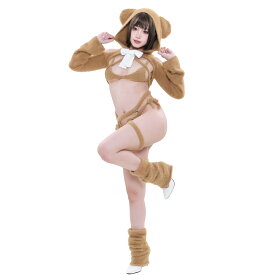 【オリジナルデザイン】SENMHS 童貞を殺すセーター セクシー 熊 コスプレ（12点セット） 胸空き ふわふわ 萌え萌え 猫 可愛い ッチ 過激 かわいい 貧乳 ベビードール ハロウィン クリスマス 衣装 ワンサイズ ブラウン