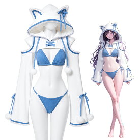 【予約】 SENMHS ブルー キャット コスプレ レディース ビキニセット 猫 コスチューム トップス 上下セット アニマル風 かわいい 仮装 ハロウィン クリスマス イベント 撮影会 パーティー フリーサイズ