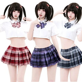 【HAPPYBAG対象B】SENMHS セクシー セーラー服 コスプレ 半袖 制服 女子制服 高校生 学生 女子高生 可愛い コスプレ コスチューム ミニスカート セクシー 【半袖トップス・ミニスカート・Tバック・蝶ネクタイ】4点セット