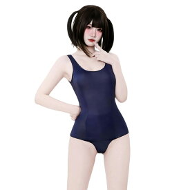 【即納】SENMHSセクシー スク水 レオタード コスプレ レディース ビキニ スクール水着 アニメ風 タイト 体操服風 コスチューム 超薄 伸縮性抜群 撮影会 ハロウィン 仮装 水着 衣装 ネイビー