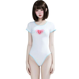 【即納】SENMHS レオタード コスプレ セクシー スク水 ハイレグ ボンテージ タイト 連体 可愛い アニメ スクール水着 ンジェリー ボディコン 体操着風 極薄 超セクシー ハロウィン レディース ホワイト