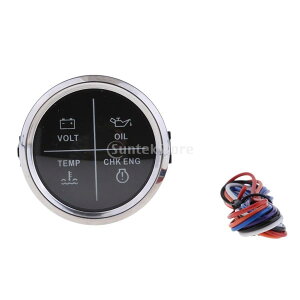 �{�[�g�p 4 LED �A���[�� VOLT/OIL/TEMP/CHK ENG ���[�^�[ 9-32V 52�~�����[�g�� �S3�F - �u���b�N�N���[��