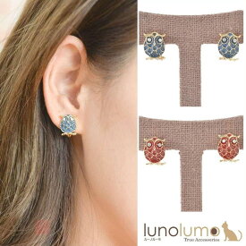 イヤリング ふくろう レディース 赤 青 ユニーク 動物モチーフ 縁起物 E